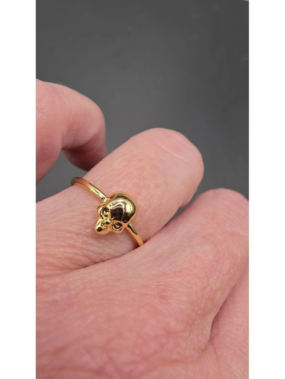 18k Gold Plated Small Skull Ring Size 7 Gothic Minimalist